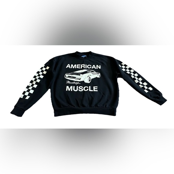 Ford x PacSun “American Muscle” Mustang Black Pullover Sweater Small - Picture 1 of 4